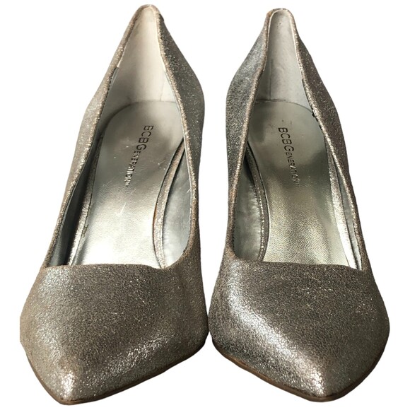 BCBG Women's Metallic Silver Pointed Toe Heel Pumps Size 9.5 - Picture 6 of 9